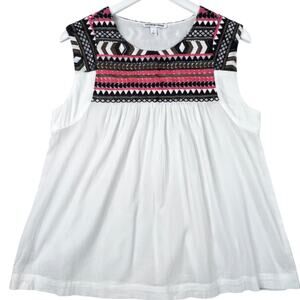 Country Road Bohemian Embroidered Sleeveless‎ Blouse Boho Southwestern Top, Sz S